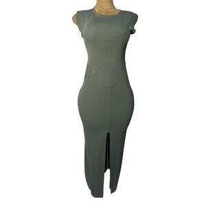 Modern Citizen Front Slit Midi Dress, NWOT, Rosemary Green, Sz M Fitted​​